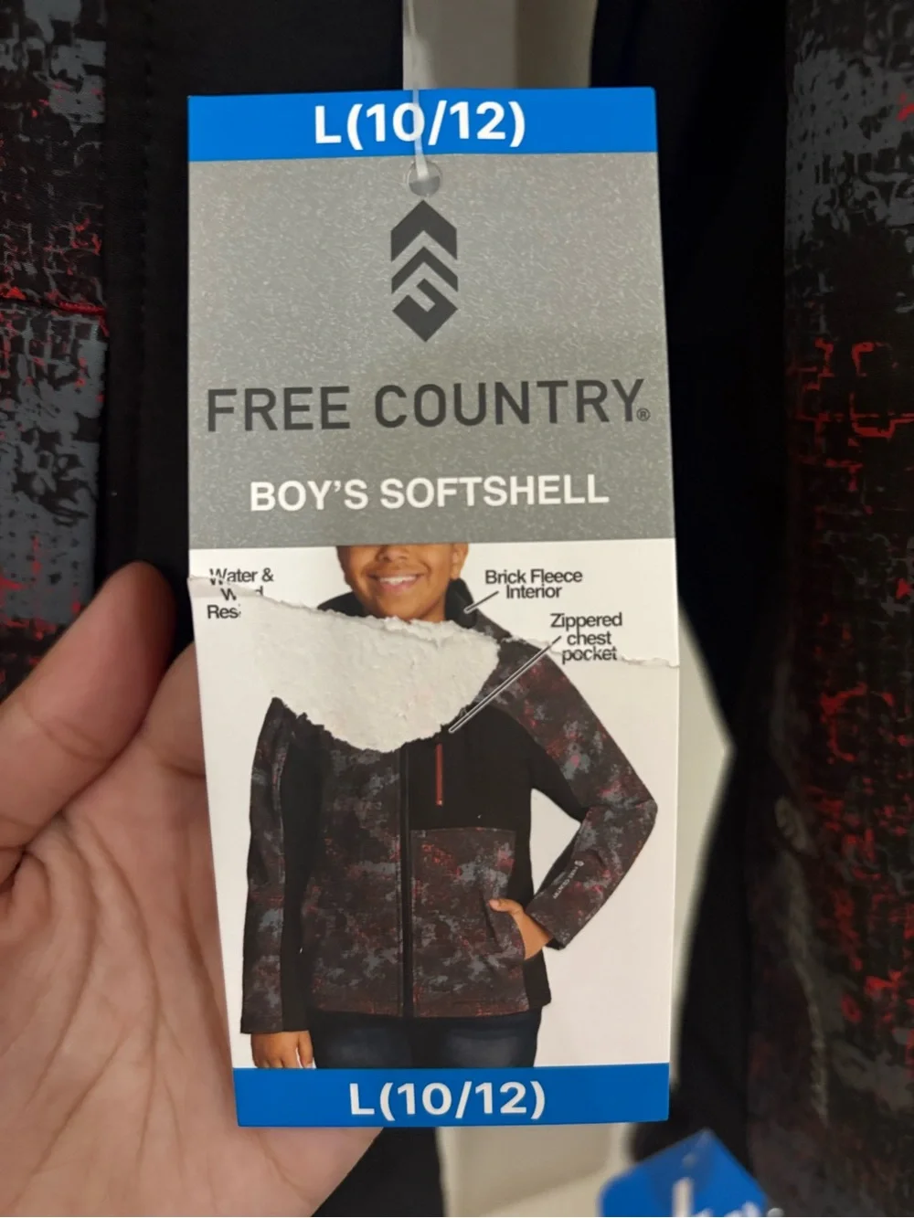 Free Country Black Softshell Jacket with Red and Gray Accents